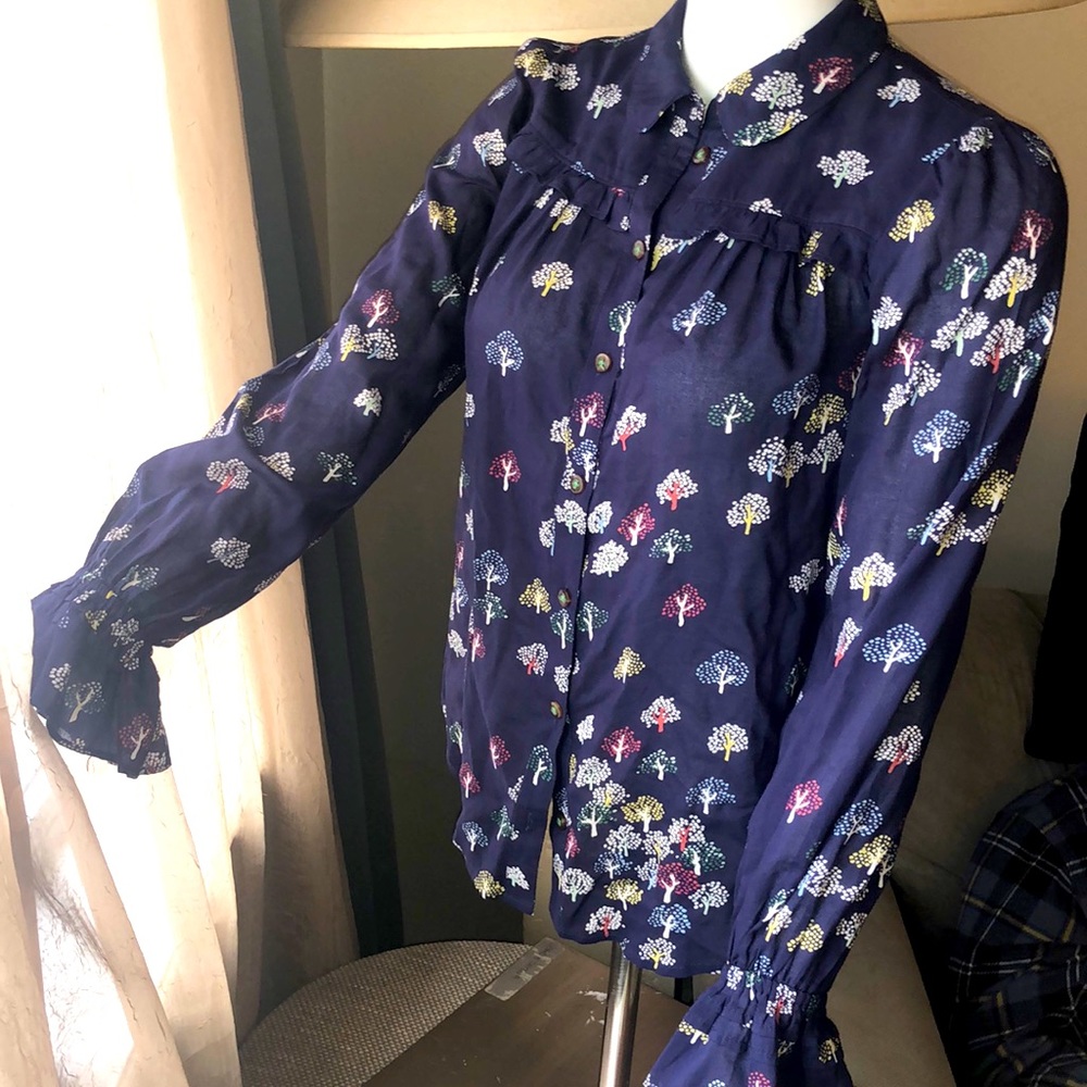 Maeve by Anthropologie Button Down Long Sleeve Ruffled Blouse - Size 0